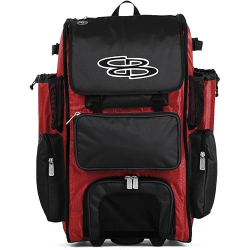 Boombah Rolling Superpack Baseball/Softball Gear Bag - 23-1/2" x 13-1/2" x 9-1/2" - Multiple Colors - Telescopic Handle and Holds 4 Bats - Wheeled Version