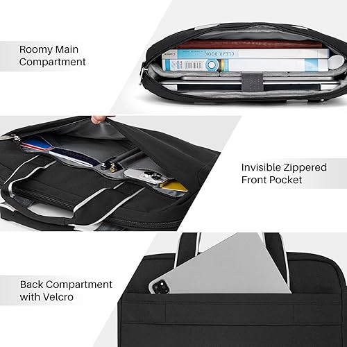 Miniatura 3 de Bolsa de hombro para laptop de 15.6 pulgadas de 16 pulgadas para hombres y mujeres, bolsa de transporte impermeable para computadora con correa,