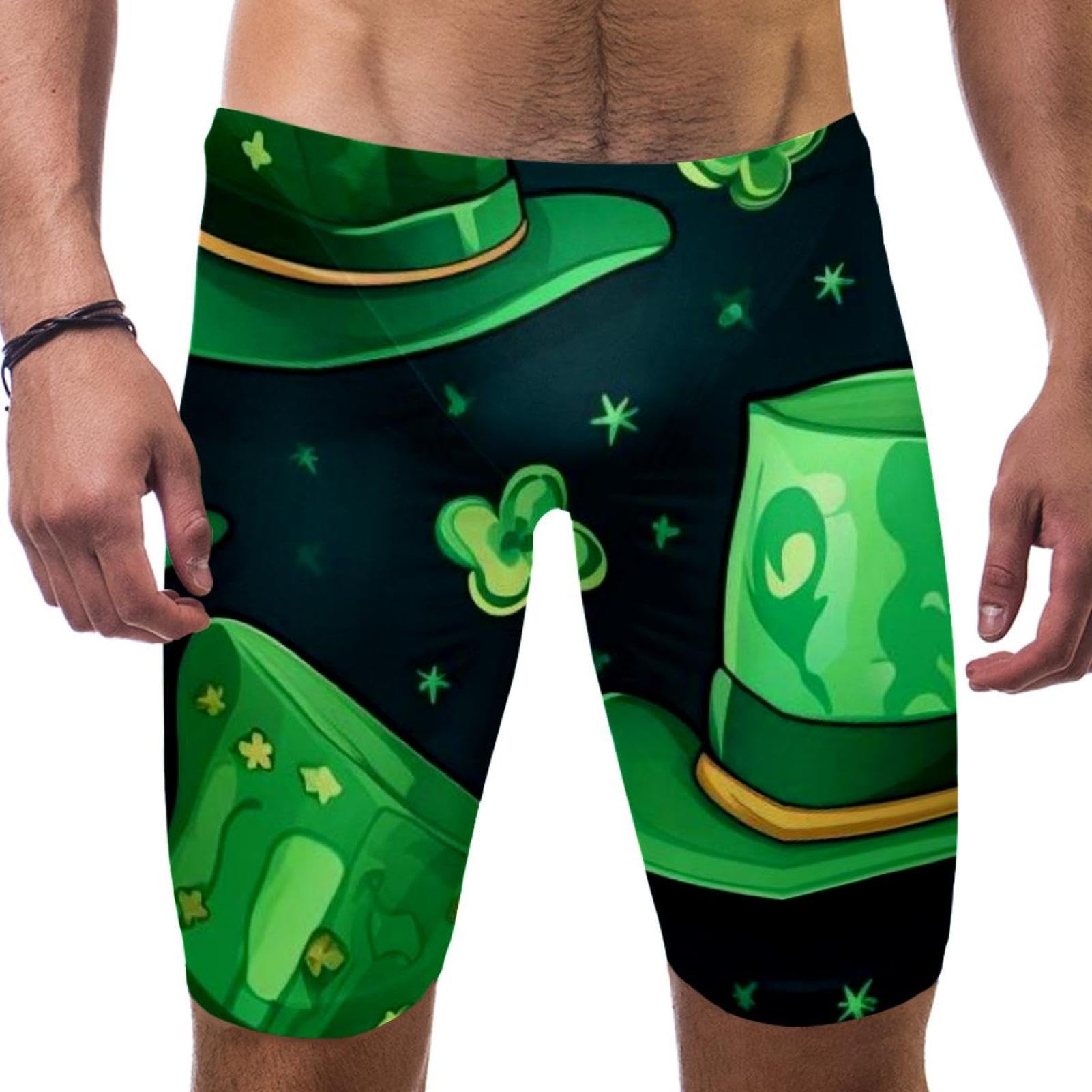 St Patrick's Day Swimsuit for Men & Boys,Competition Lap Swim Suit, Square Leg Endurance Training Multicoloured