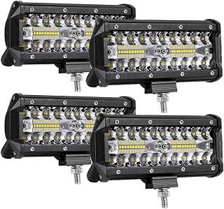 7inch LED Light Bar,120W 12,000LM Offroad Fog Light Driving Lights LED Pods with Spot Flood Combo Beam Off Road Lights LED Light Pods, Waterproof Led Work Lights for UTV ATV Truck Boat (4pcs)