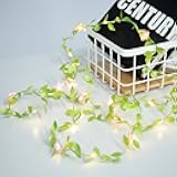 Vigdur 2 Packs Vine Lights - Tiny Leaf Ivy String Lights with 48 Cherry Blossom Lights Battery Powered Waterproof Fairy Light Indoor Outdoor for Bedroom Party Garden Wall Décor St. Patrick's Day