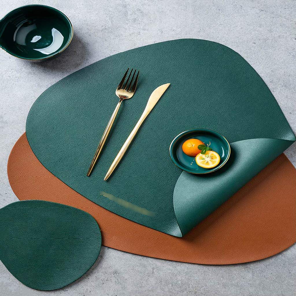 6er-Set Platzsets, hitzebeständige und fleckenabweisende PU-Platzsets, Tischsets für Thanksgiving, Weihnachten und Partys, Western-Essgeschirr, Grau (Blau)