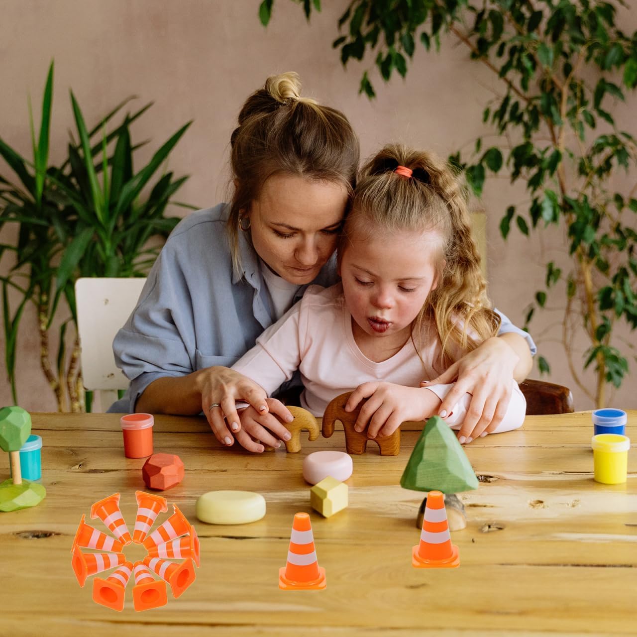 NUOBESTY 30Pcs Mini Traffic Cones, 0.98 Small Orange Construction Cones Miniature Sports Training Roadblock Toy Safety Road Street Signs Scene Models for Kids Early Cognitive Learning, Sand Table