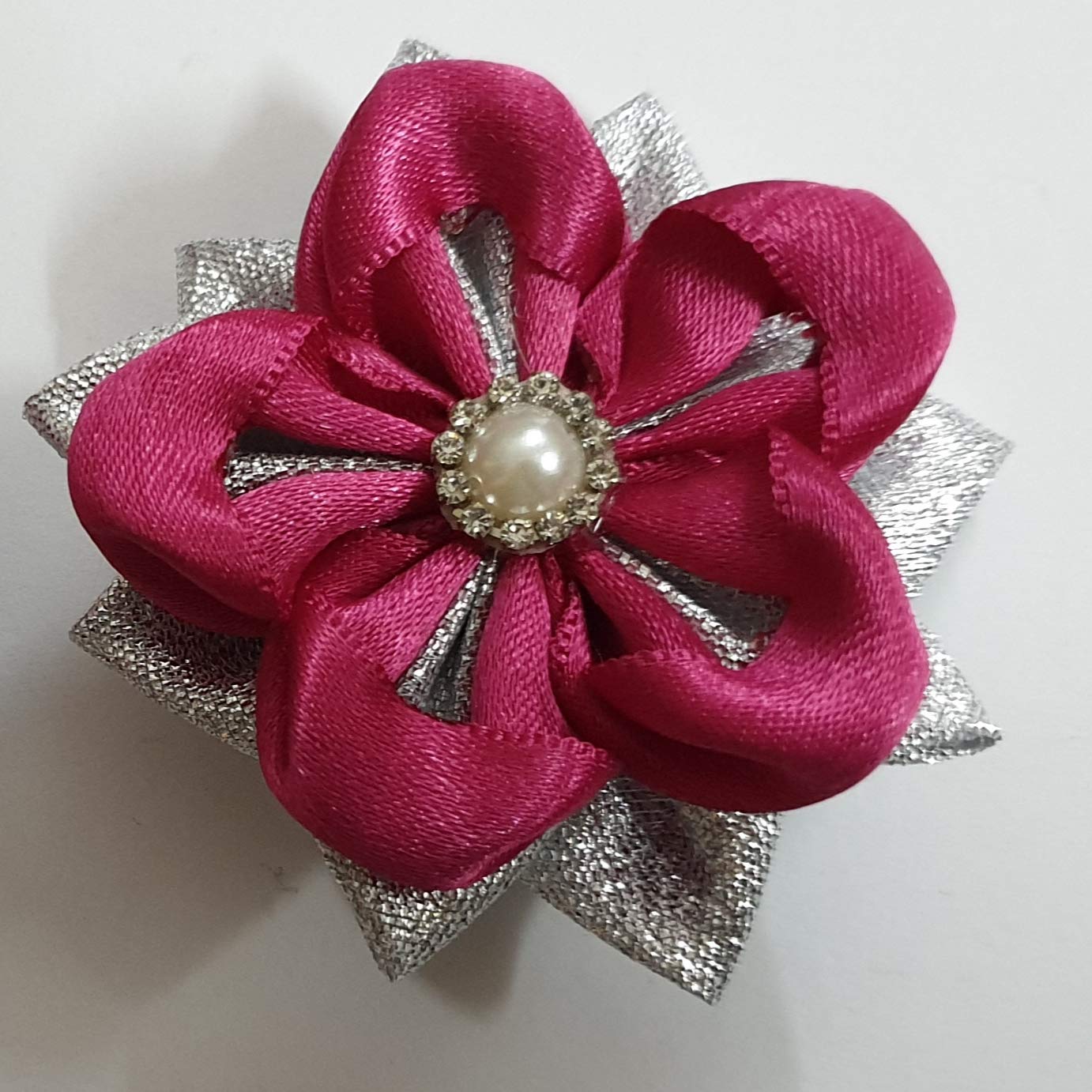 Belleza Crafting with Creativity Dark Pink with Silver Color Flower hairclip (Pack of 1) (B0839559BV) Amazon Price History, Amazon Price Tracker