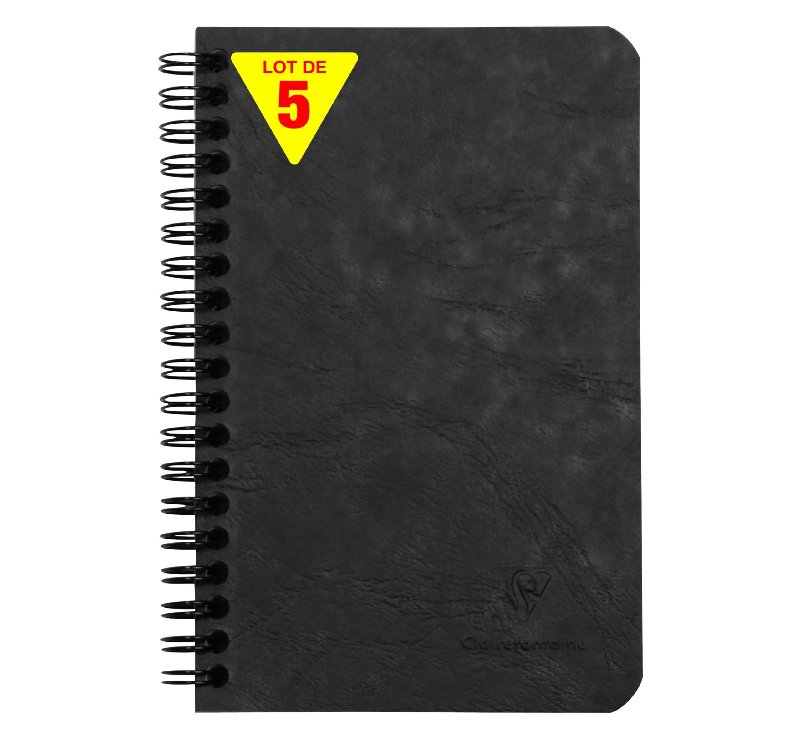 Clairefontaine 786161CPack A Pack of 5 Black Age Bag Notebooks - 11x17 cm - 120 Detachable Pages + 3 Dividers with Storage Pockets - Grain Leather Card Covers