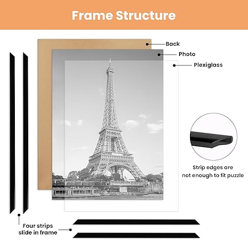 Miniatura 4 de upsimples Marco negro de 20 x 30 pulgadas, paquete de 3 marcos de póster de 20 x 30 pulgadas para montaje en pared horizontal o vertical, a prueba