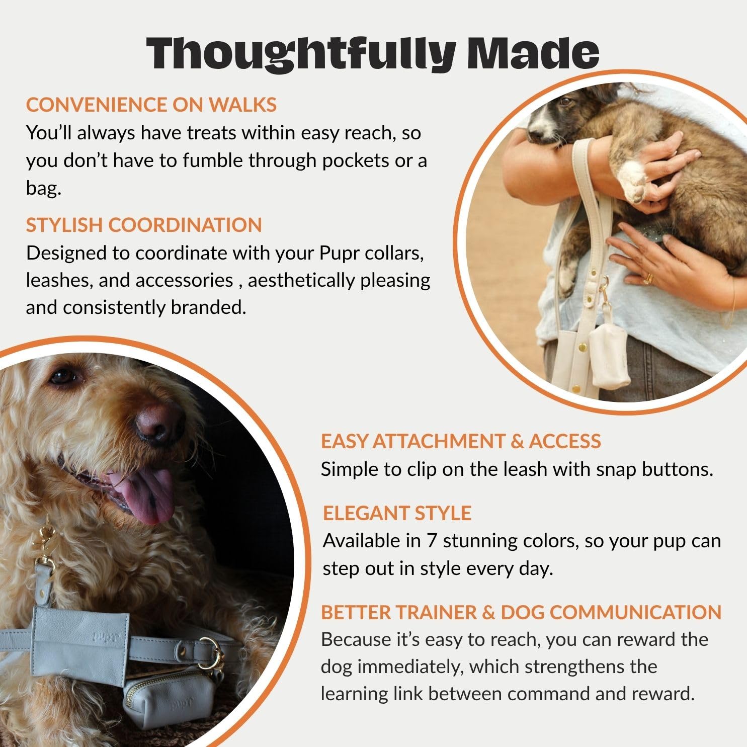 PUPR Premium Dog Treat Holder Pouch � 100% Soft Leather with Golden Fittings | Stylish, Durable & Convenient 4 x 2.5 Inch Pouch | Easy Attachment for Walks & Training (Sky Blue) 4