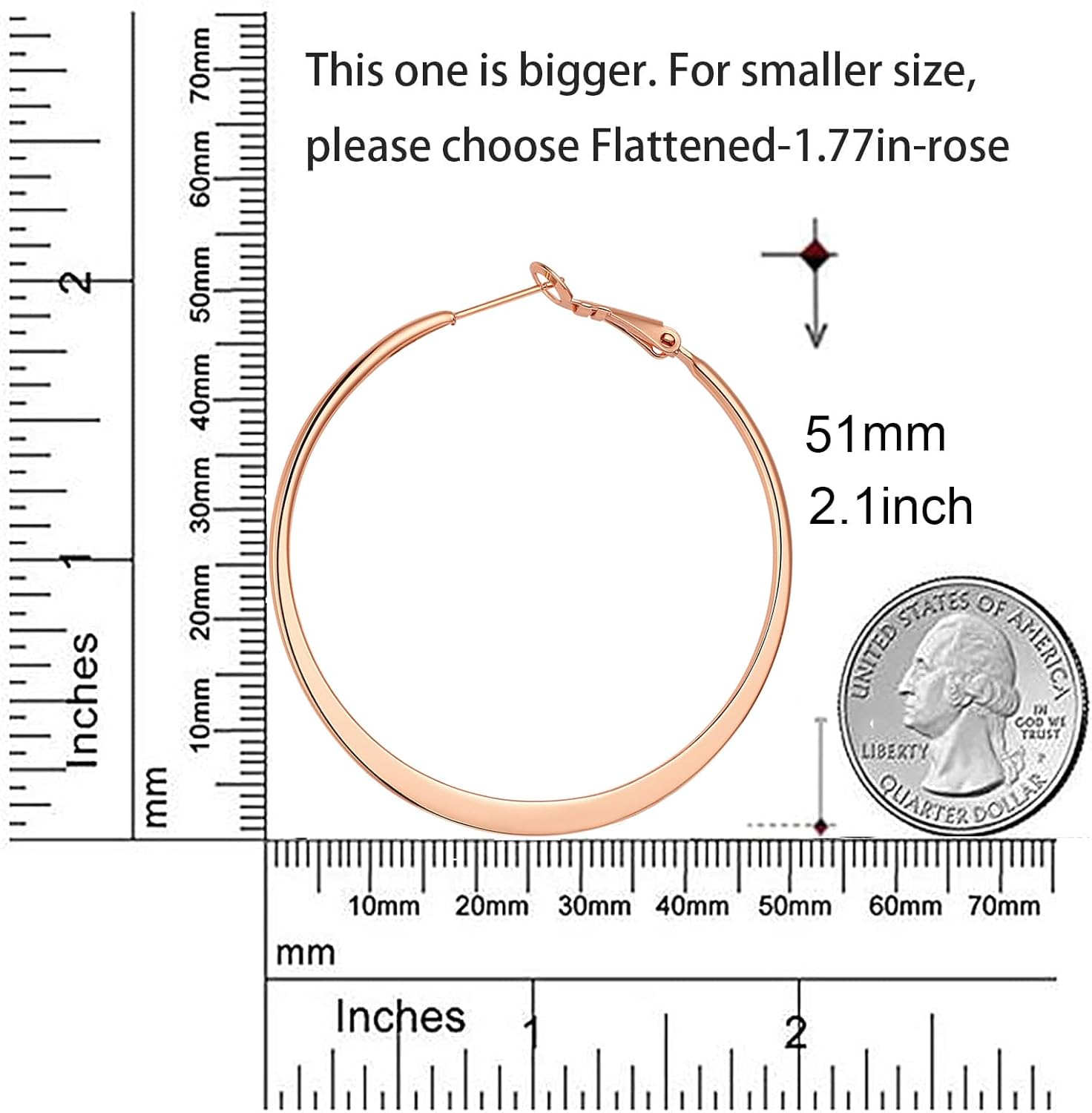 Rose Gold Hoop Earrings for Women, Fashion Round Lightweight Hoops Earrings Gift White Gold Rose Gold Plated 40mm - 50mm - 60mm - Image 6