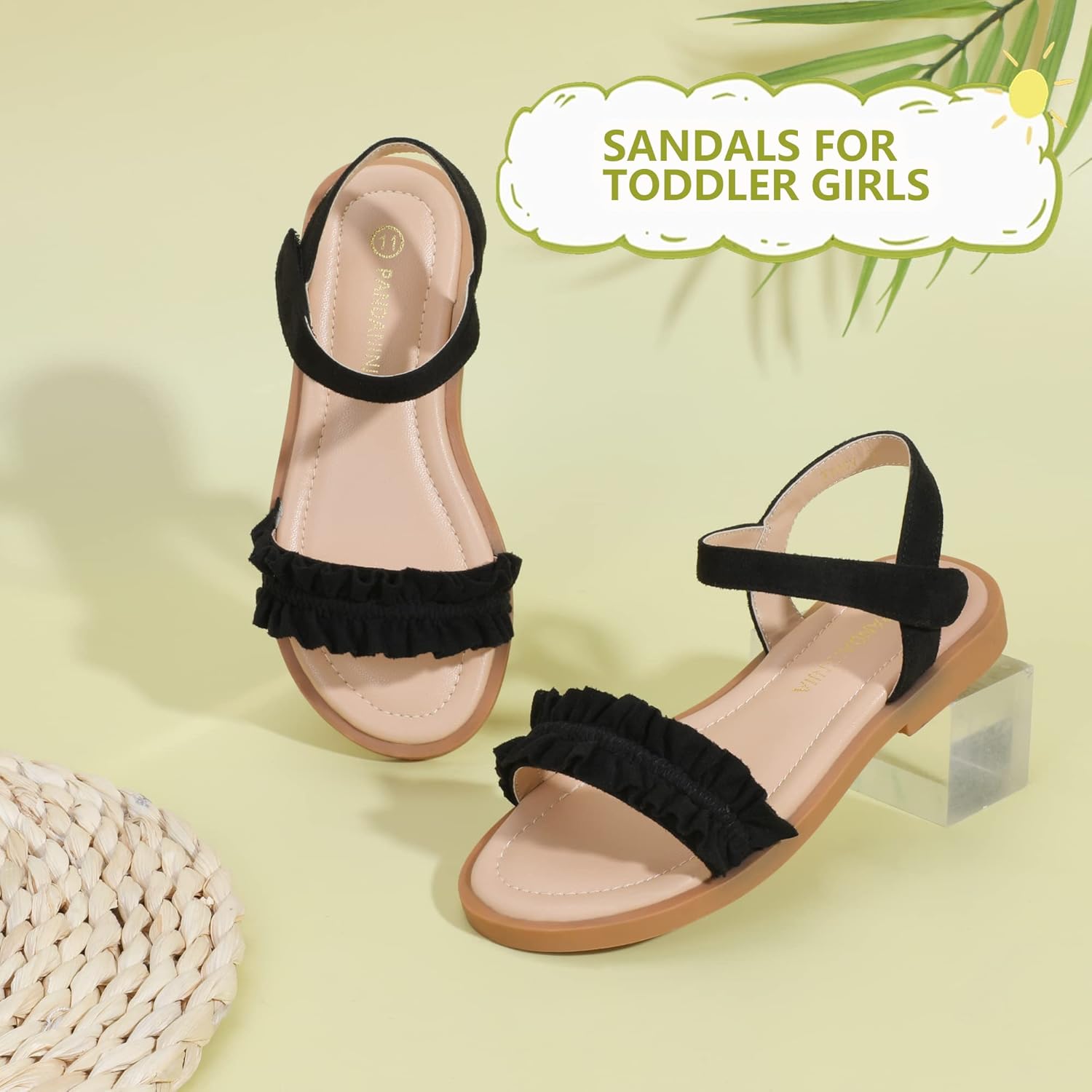 PANDANINJIA Girls Sandals, Open Toe Cute Bow Princess Girls Flats, Sparkly Summer Dress Shoes Sandals for Toddler/Little Kid/Big Kid - Image 6