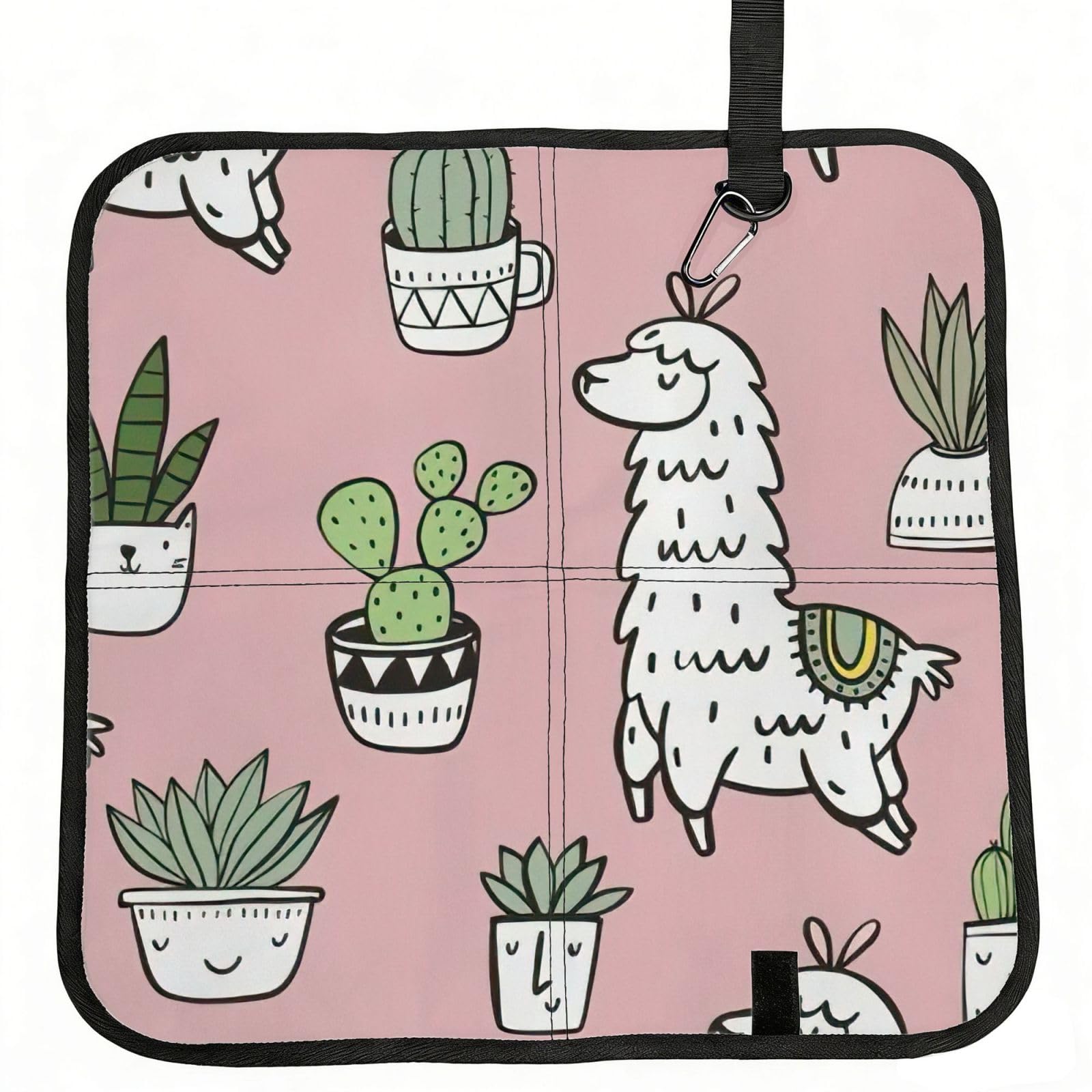 bghdfa Alpaca And Cactus Print Outdoor Sitting Mat Waterproof Oxford Cloth Seat Cushion Folding Foam Camping Seat For Picnic