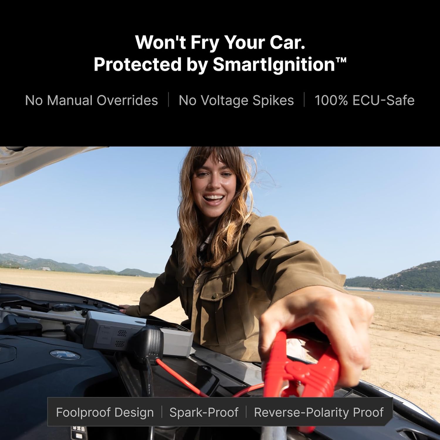 M7 SmartIgnition Jump Starter with Air Compressor, TÜV Certified 12V Car Battery Booster Pack, Portable Tire Inflator, Jump Box, 60Wh Power Bank, for 10L Gas and 8.5L Diesel