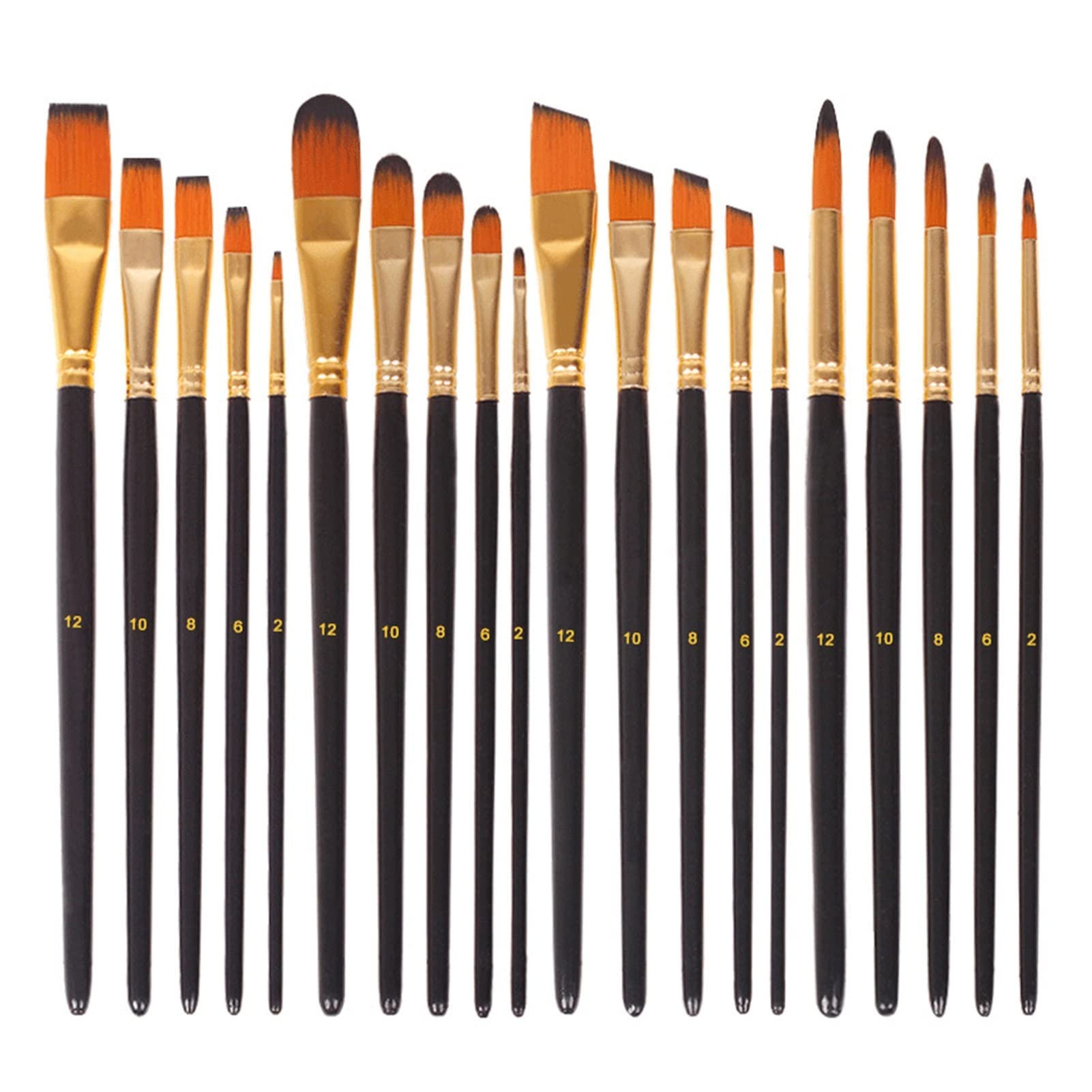 XBTGS Juego de 5 pinceles de madera negra para acuarela, pinceles de pintura de nailon, suministros de pintura artística para estudiantes, D, D