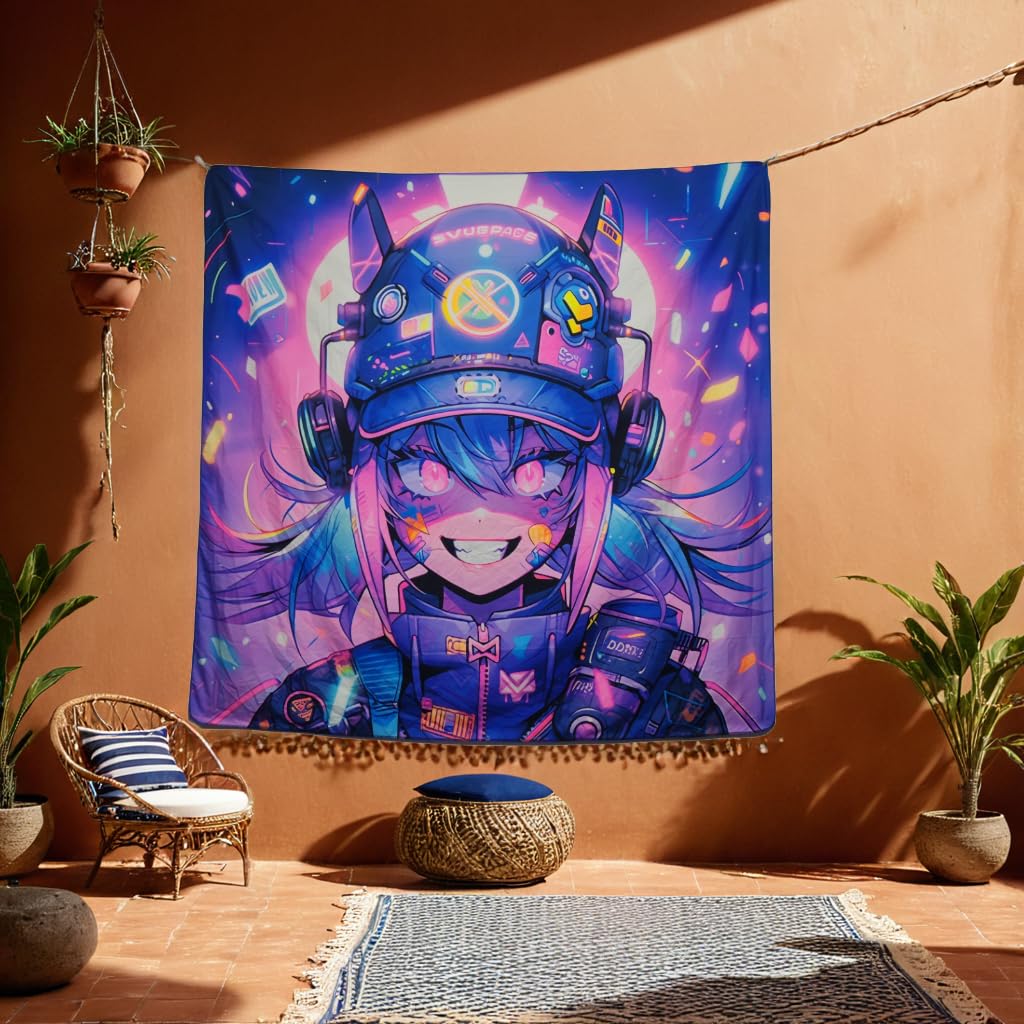 HOUHUANG Dipinti da appendere, arazzi, murales e dipinti decorativi, anime fluorescenti, cartoni animati, materiale in poliestere (150cmx 150cm) per famiglie, bar e feste all'aperto (24803)