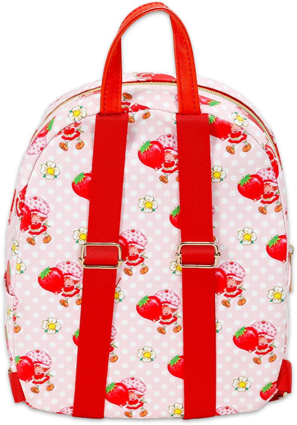 Strawberry Shortcake Mini Backpack for Women - 10” Faux Leather Backpack with Front Pocket Plus Water Bottle | Strawberry Shortcake Backpack Purse Bundle - Image 4