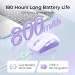seenda Wireless Bluetooth Mouse, Bluetooth & 2.4G USB Dual Mode Connection, Rechargeable LED Mouse for Laptop,Quiet Clicks, Ergonomic Design, Portable Computer Mouse for Multi Devices,Purple