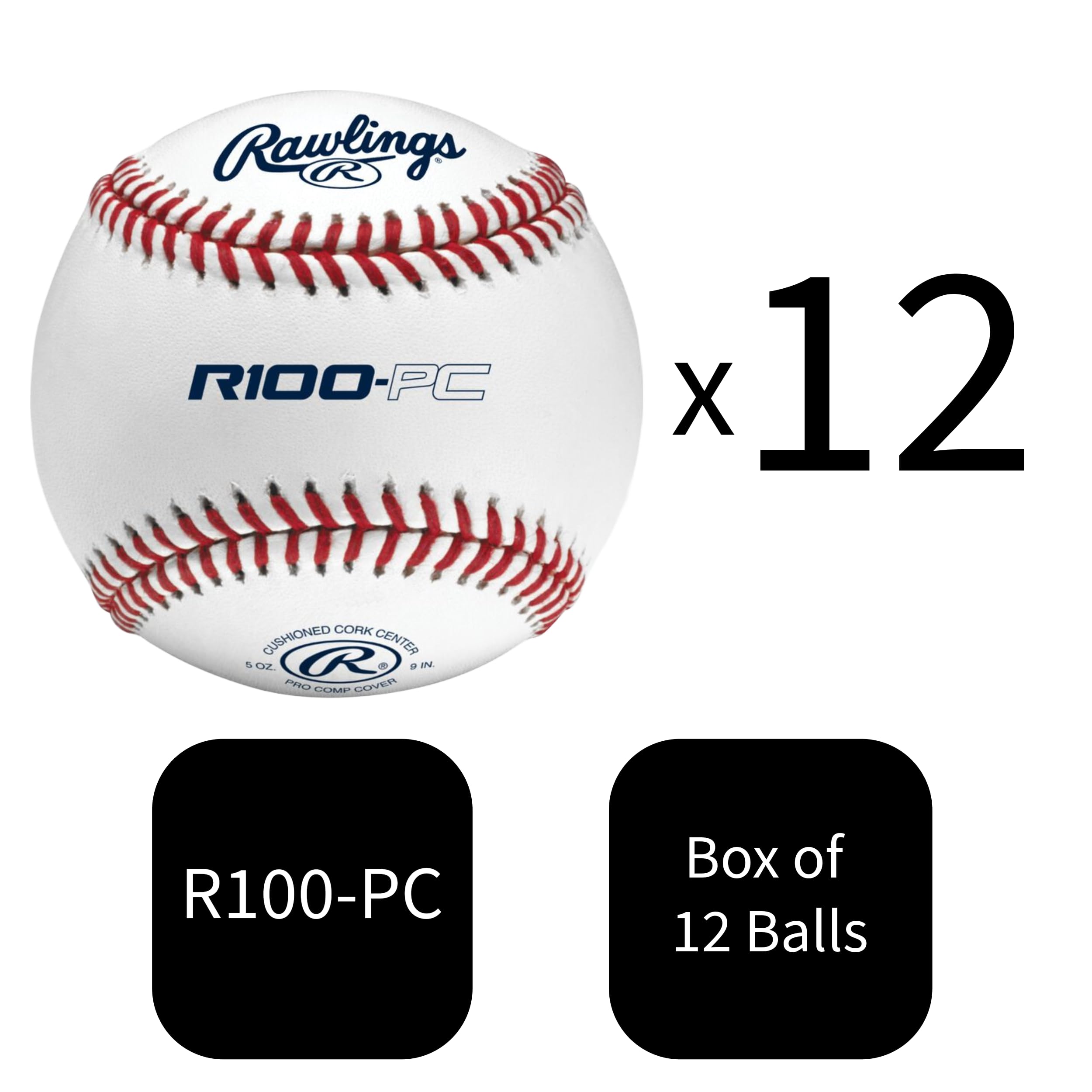 Rawlings Pro Comp Practice - Pelotas de béisbol | Universidad/Escuela Secundaria/Viajes | Opciones de Costura Plana y elevada | 12 Unidades
