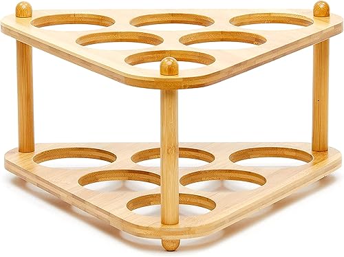 Miniatura 4 de RoyalHouse Estante de almacenamiento y exhibición de vino de bambú, soporte para botellas de mesa, estante de encimera de aspecto elegante y