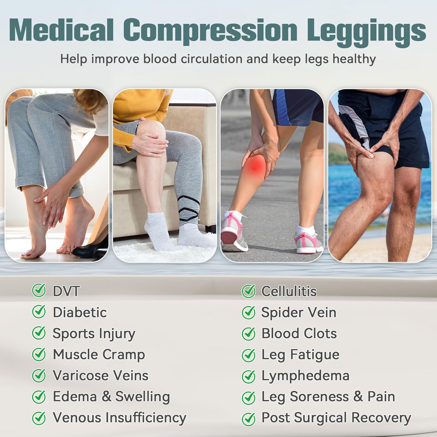 2 Pairs 15-20 mmHg Compression Pantyhose for Women, Closed Toe Compression Stockings, Waist High Opaque Compression Tights for Varicose Veins, Swelling, Teacher, Doctor