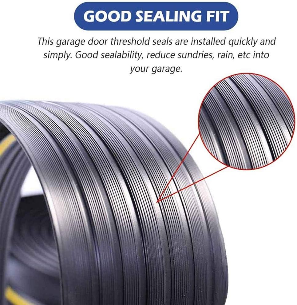 16.5Ft/5M Universal Garage Threshold Seal Strip Garage Door Bottom Weatherproof Strip Rubber DIY Weather Stripping Replacement Not Include Sealant/Adhesive (Black)