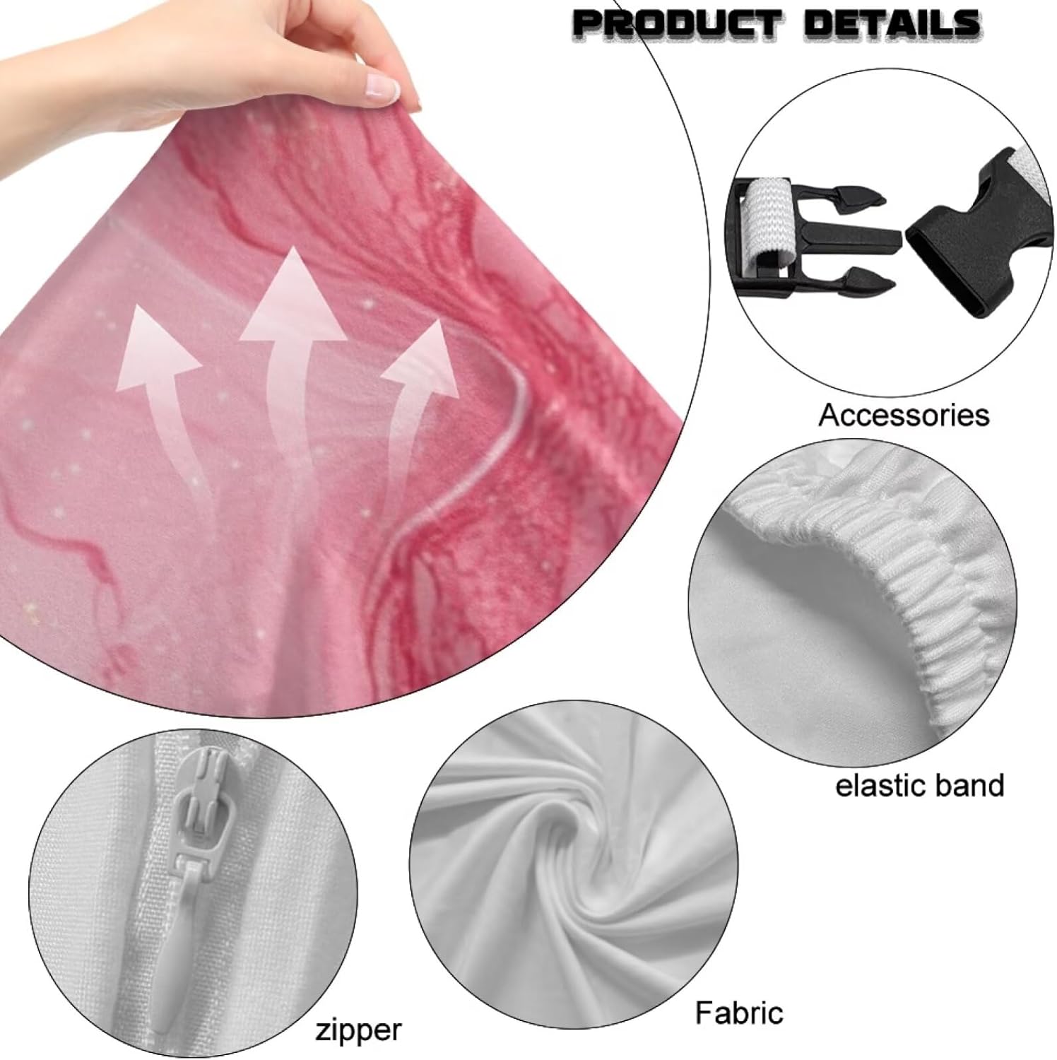 Ergonomic Office Chair Cover for Gamer Stretch Anti-Dust Printed Gaming Chair Slipcover with Armrest Protection Scratch-Resistant Slipcover, Marble Pink Gold