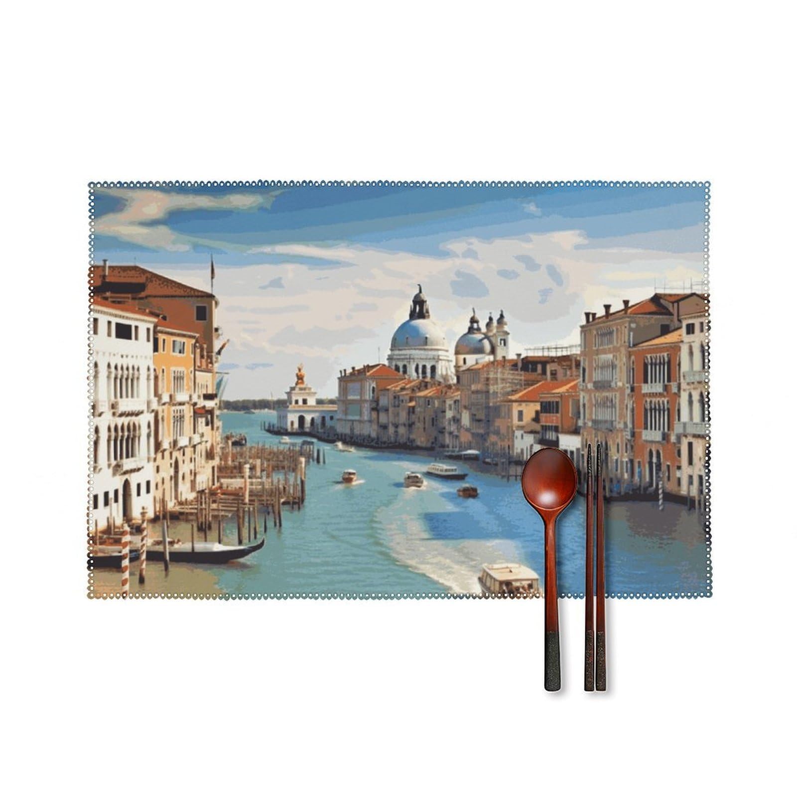 Grand Canal in Italy Placemats Washable Not Fade Placemats Practical Heat Resistant Place Mats for Outdoor Patio Table Mats Kitchen Dining Party Decoration