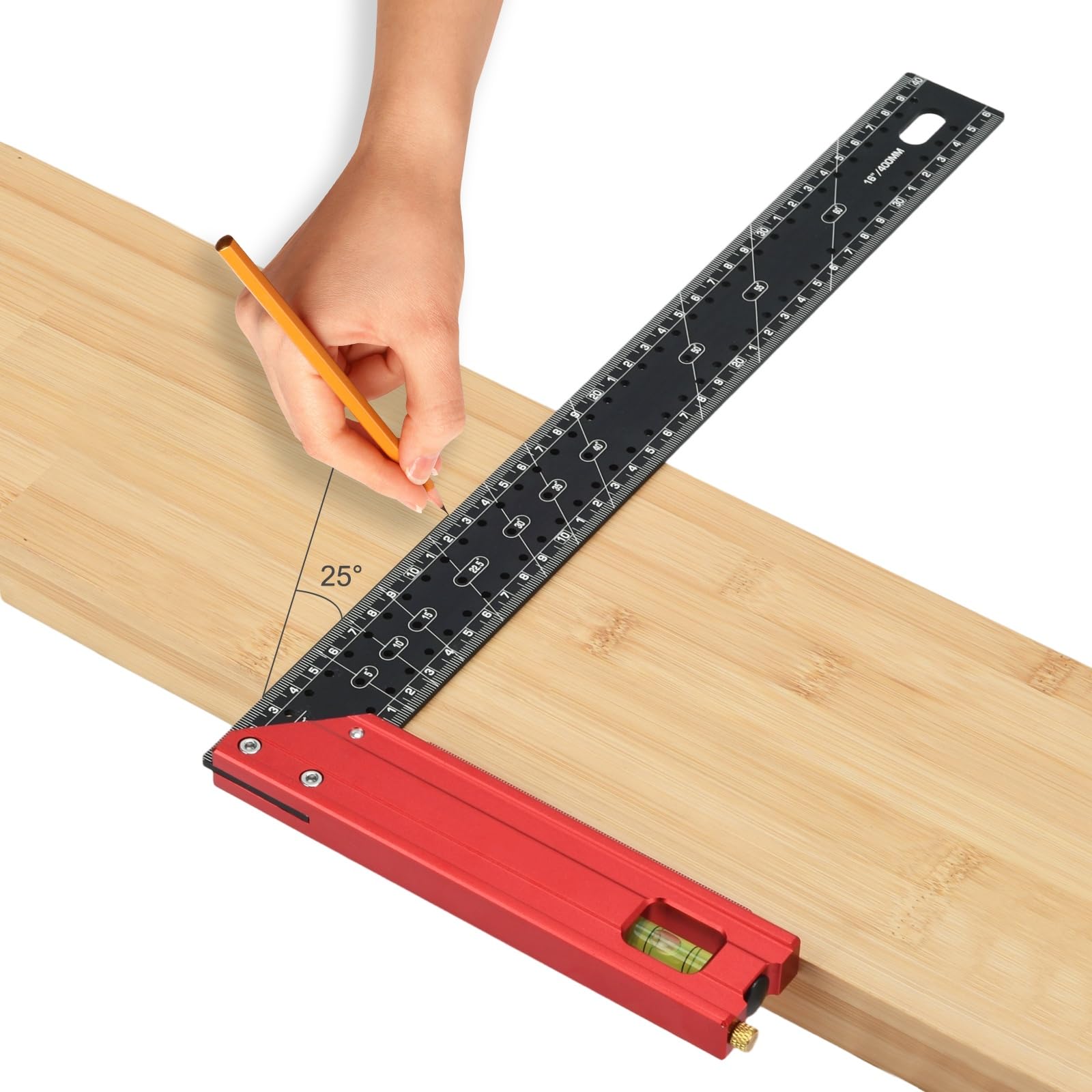 TMZDCJK 400mm Right Angle Ruler Woodworking Tools - L Shape Multifunctional 45/90 degree positioning Ruler, Thickened Aluminum Alloy For Layout, Drawing & Measurement
