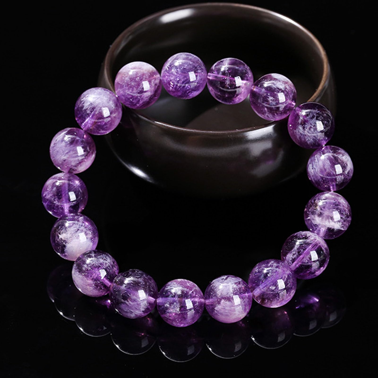 Bracelet en cristal, Bracelets en cristal violet naturel, perles de extensibles