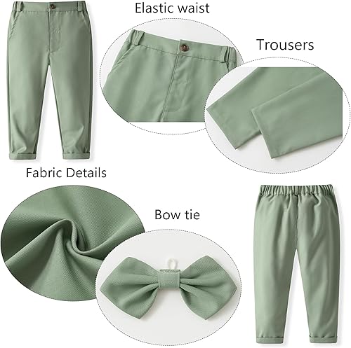 Miniatura 4 de Conjunto de ropa de algodón de manga larga con corbatín + chaleco + pantalones para niños