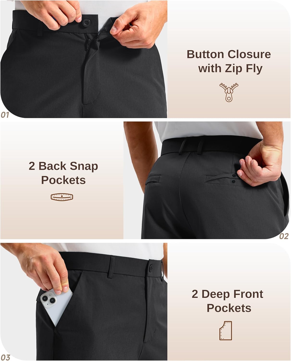 G Gradual Men's Golf Shorts 12" Long with 4 Pockets Lightweight Casual Knee Length Short Quick Dry Hiking Work Travel Shorts - Image 4