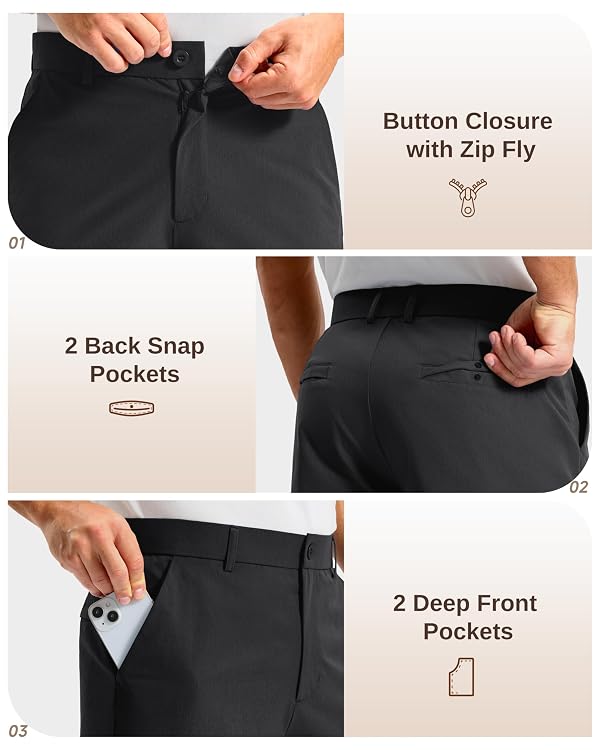 Men's Black Golf Shorts 12" Long 4 Pockets Lightweight Knee Length by G Gradual - Used condition - Image 4