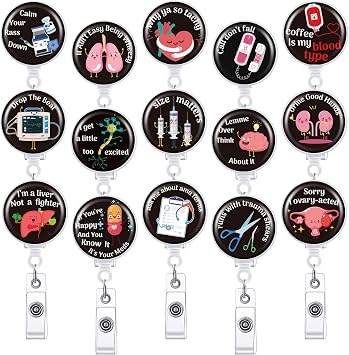 15 Pcs Nurse Badge Reels Retractable Medical Badge Reels Nursing ID Medical Clip for CNA Week Gifts Nurses Doctors ID Name Cards Lanyards HolidaysClassic