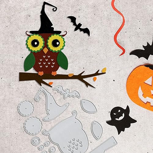 Miniatura 10 de Troqueles de corte de metal de murciélagos fantasmas de casa de Halloween para hacer tarjetas y decoraciones de álbumes de fotos, sombrero de araña