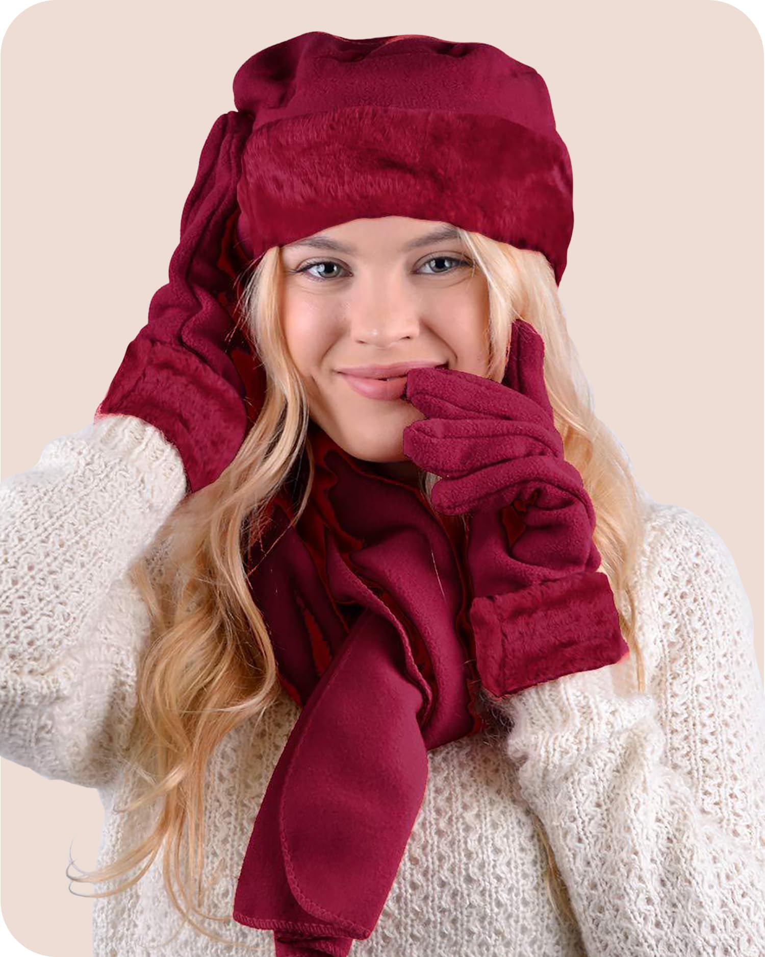 boxed-gifts Women's Warm Fleece Winter - Women's Hat and Glove Set + Hats Gloves Scarves for Women