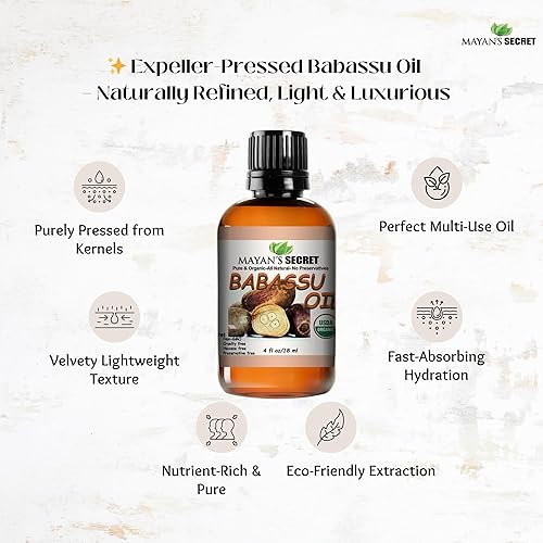 Miniatura 5 de Mayan's Secret - Aceite de Babasú Orgánico de 4oz para Cabello - Rico en Antioxidantes y Propiedades Hidratantes para Cabello y Piel