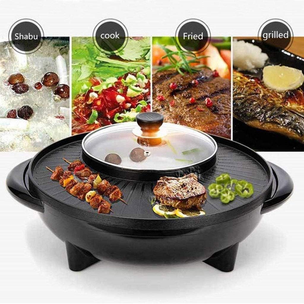 Electric Grill Hot Pot, Multi-function Smokeless Barbecue Separate Plate Cleaning 1600W