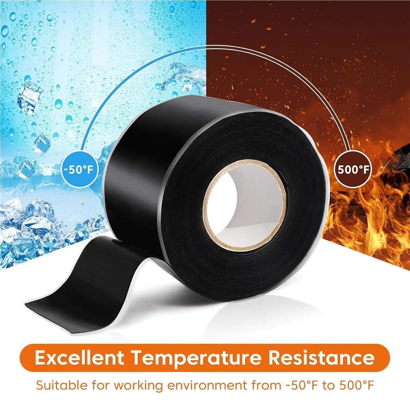 Nastro isolante autofondente in gomma siliconica | Multicolor 12 rotoli 2,5 cm x 300 cm x 0,5 mm Riparazione: tubi flessibili, tubi, cavi, radiatori(White)