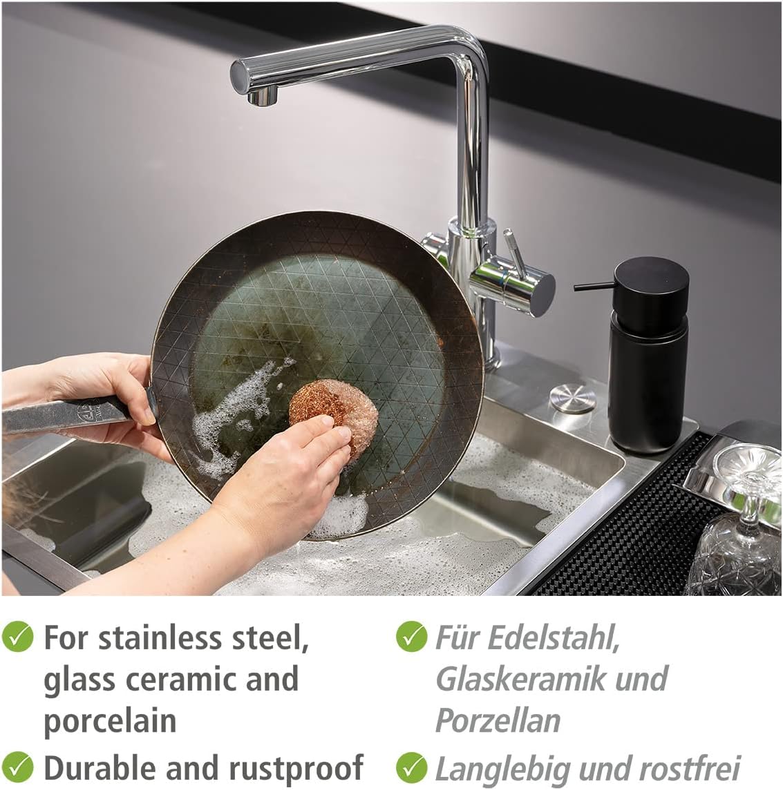 WENKO COBI Copper Cleaning Sponge Pack of 2, 9 x 2,2 x 9 cm