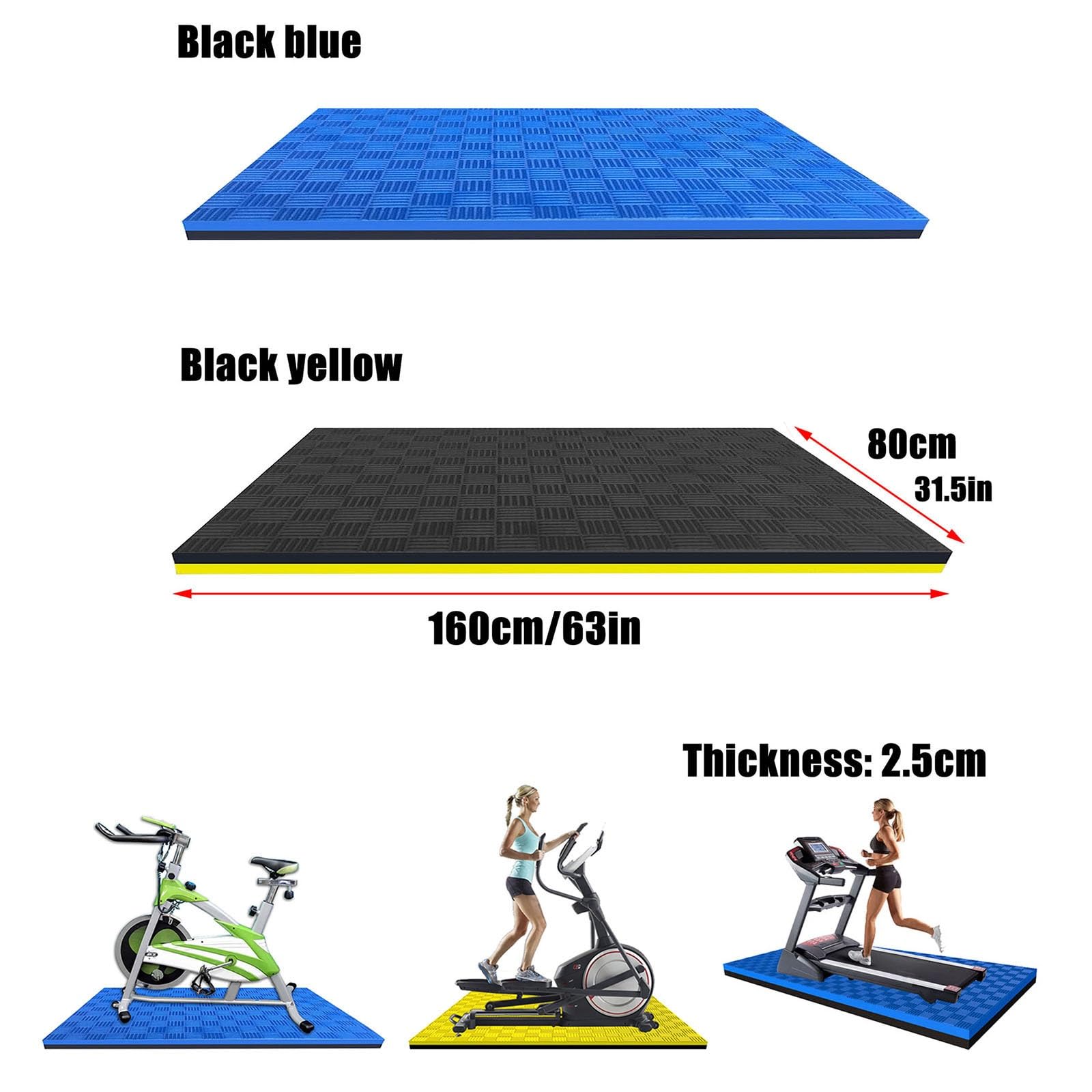 WORDFUN Tappeto Antiscivolo per Attrezzi Sportivi, Tappetino per Tapis Roulant Ad Alta Densità, Protezione del Pavimento, AntiVibrazione, Insonorizzante, Tappetino Resistente Multifunzione