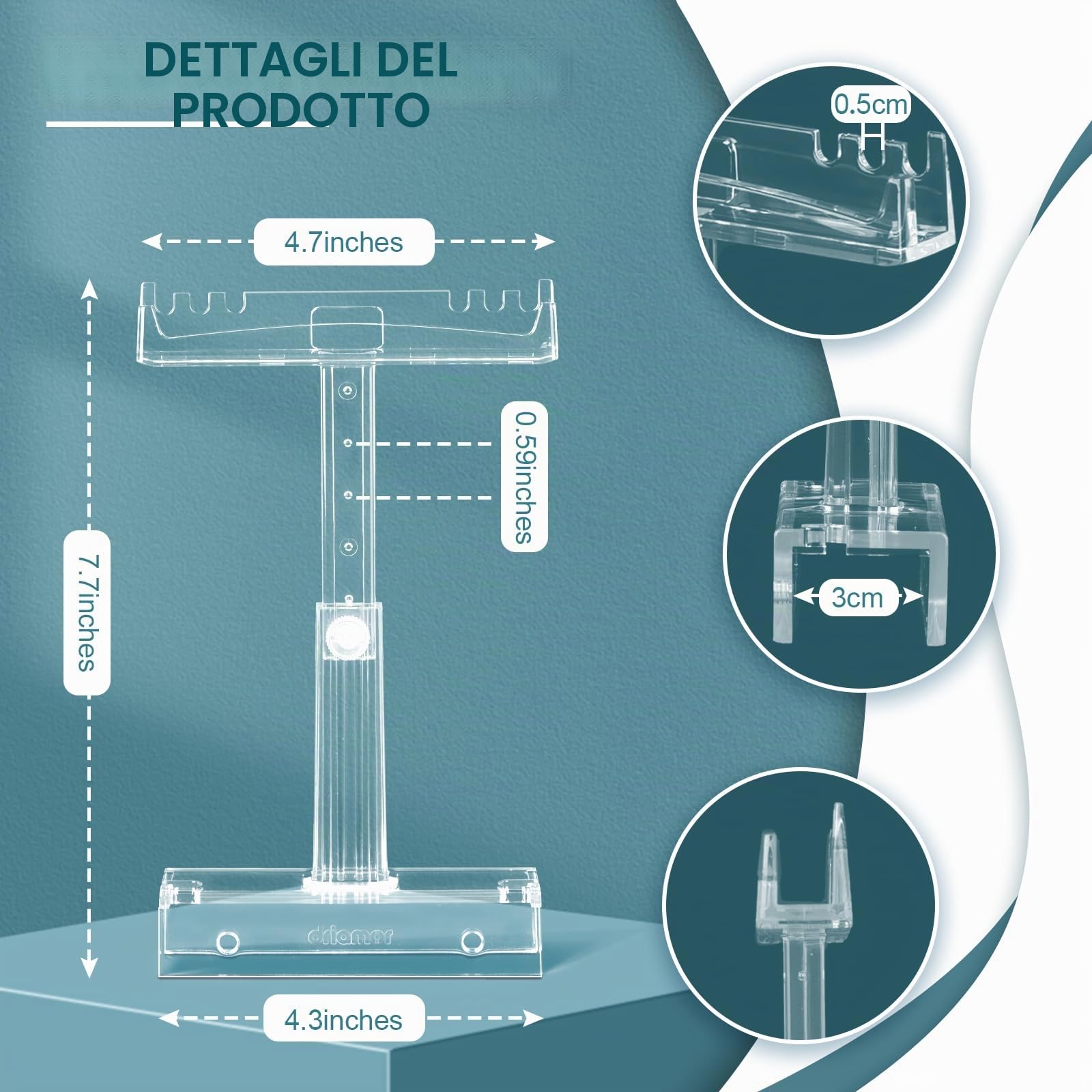 driamor Supporto per luce regolabile per acquario, in acrilico trasparente, kit di 2 staffe per lampada a LED, larghezza da 6,9 a 11,9 cm