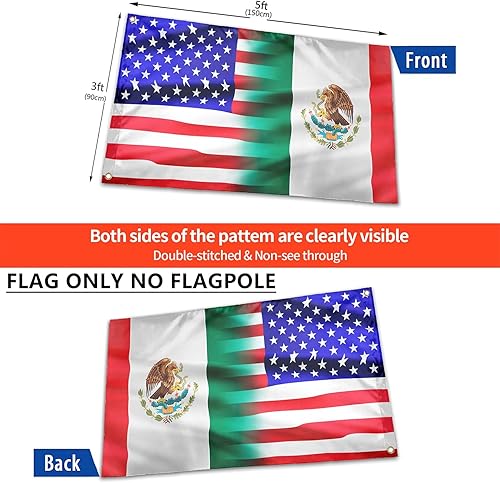 Miniatura 3 de Bandera de la amistad de México Estados Unidos de 3 x 5 pies y banderas de jardín de 12 x 18 pulgadas, banderas para decoración al aire libre,