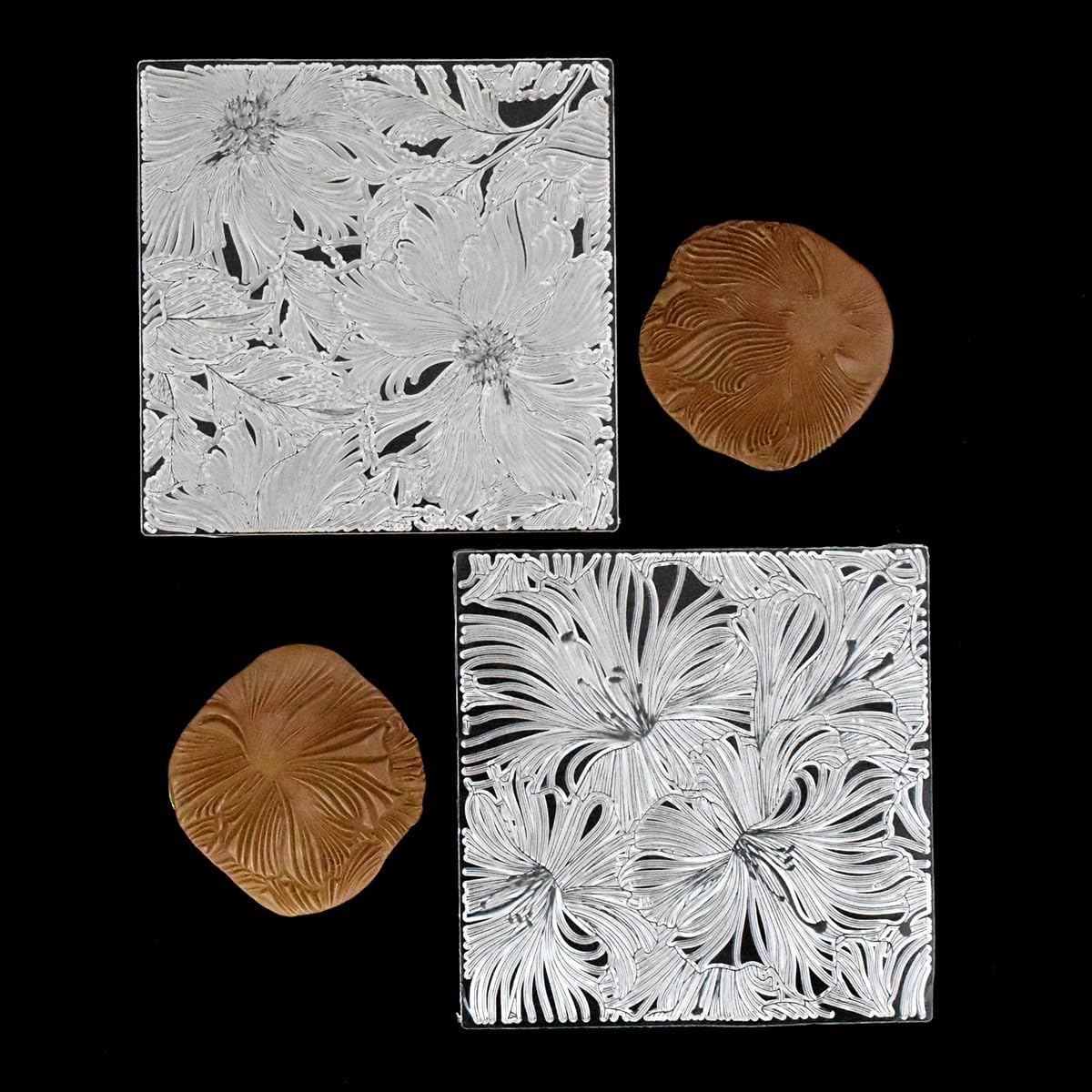 Clay Stamps for Polymer Clay Earrings Making Embossing Tool Geometric Textured Flower Pottery Stamps Polymer Clay Roller Clay Texture Sheets (Pattern I)