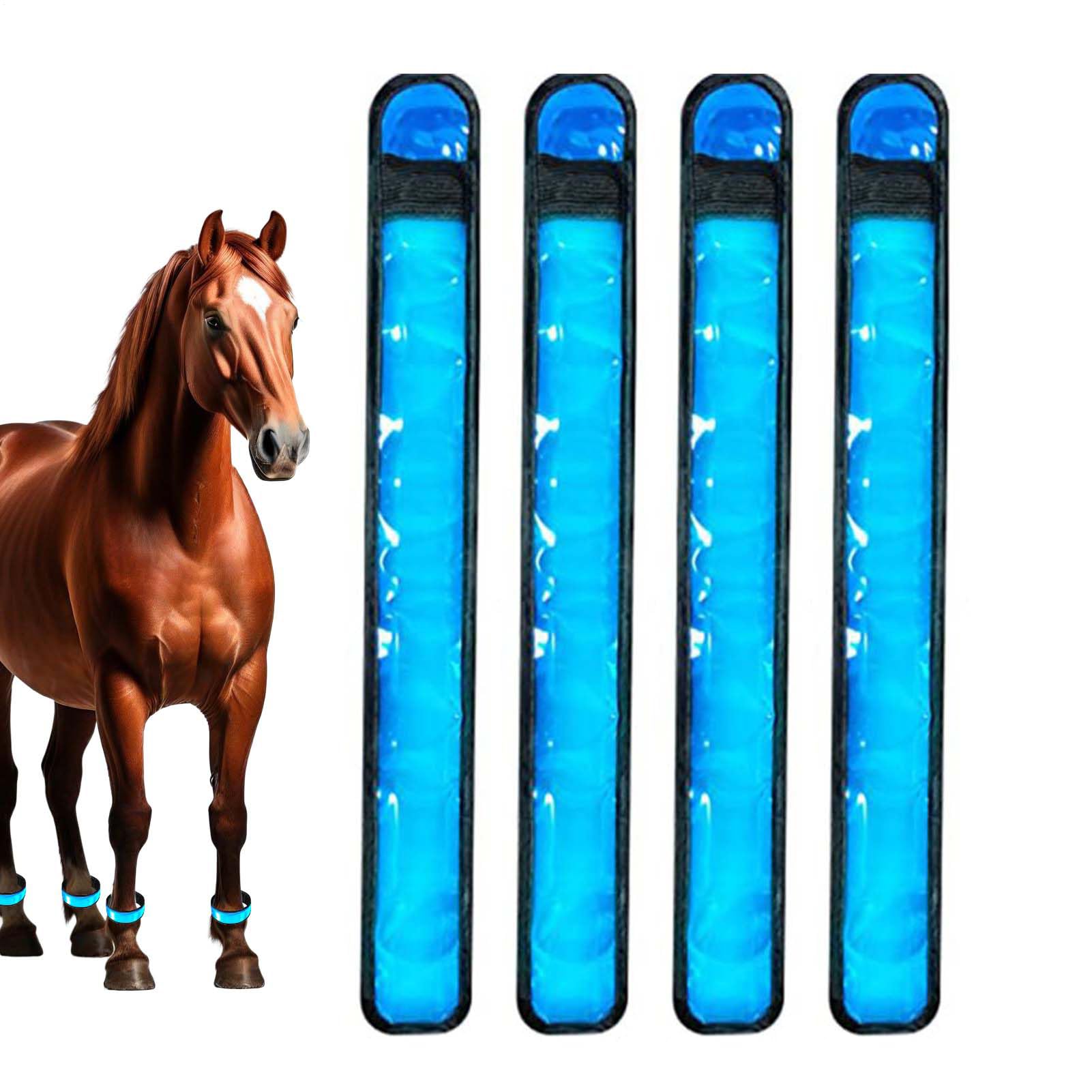 Generisch Pferdebeinbänder - 4 Stück Zubehör Für Tiere Mit Hoher Sichtbarkeit | LED Beleuchtung Pferdeknöchelriemen,Für Das Reiten Bei Nacht, Paraden, Farmen, Ranches, Ställe, Zirkus Und