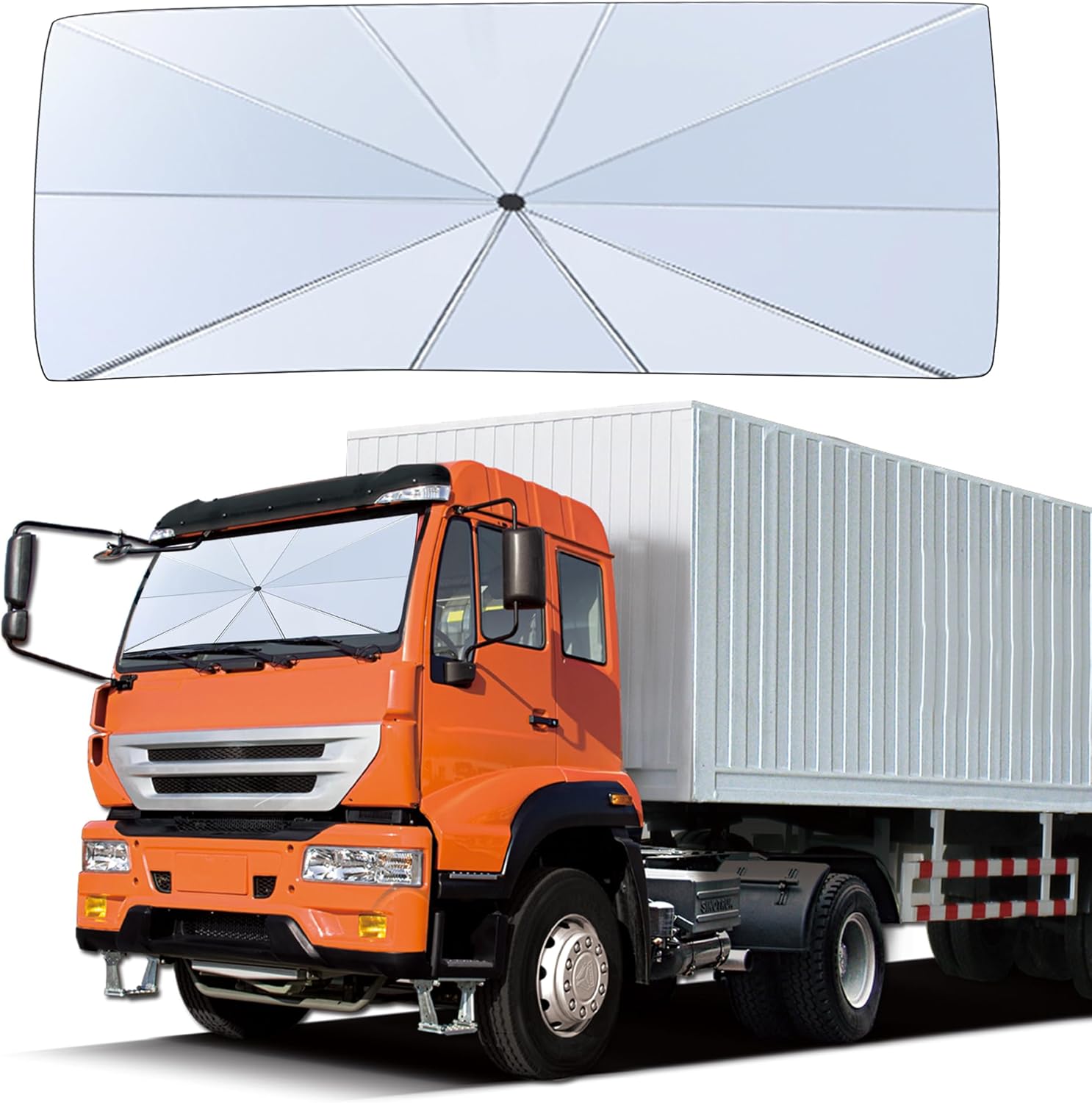 Truck Windshield Sun Shade Uv Protective Reflective Sunshade Maximum Coverage to Keep Your 87 * 31 Windshield Sun Shade for Trucks Cool for Semi Commercial & Big Rig Truck Rv Motorhomes Foldable-Truck 87 * 31 inches