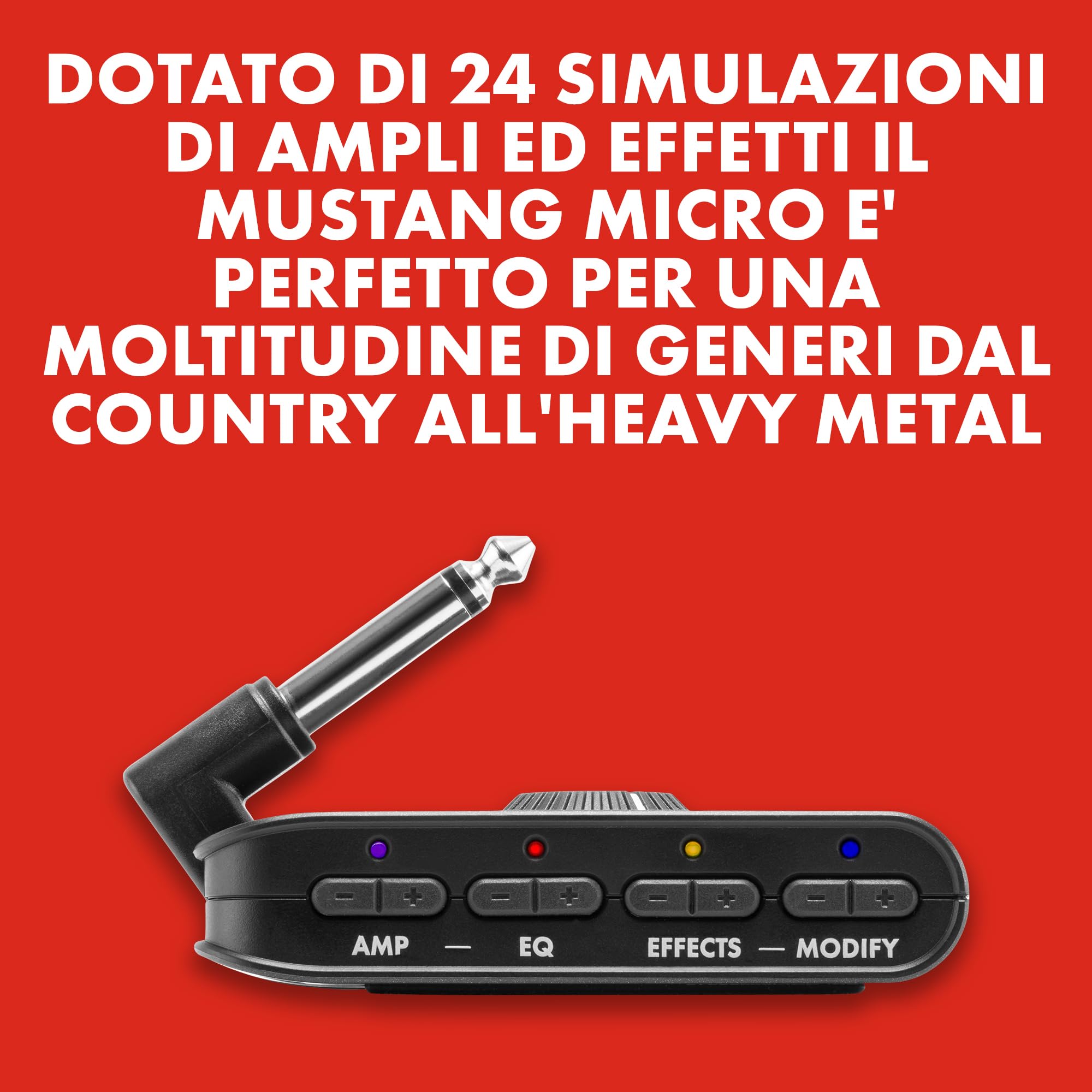 Fender Mustang Micro Amplificatore per Chitarra, All-In-One per Cuffie con 12 Modelli, 12 Effetti, Bluetooth, EQ