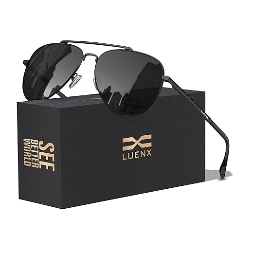 LUENX Óculos de sol aviador para homens e mulheres com lentes polarizadas para dirigir – proteção UV 400 com acessórios 60 mm