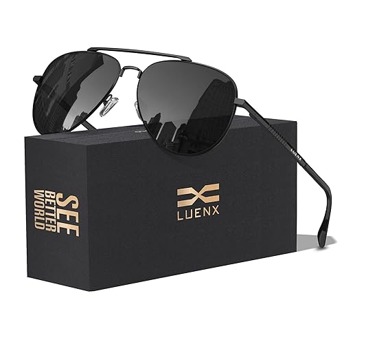 LUENX Aviator Sunglasses for Men Women Polarized Driving Classic Shades - UV 400 Protection with Accessories 60MM