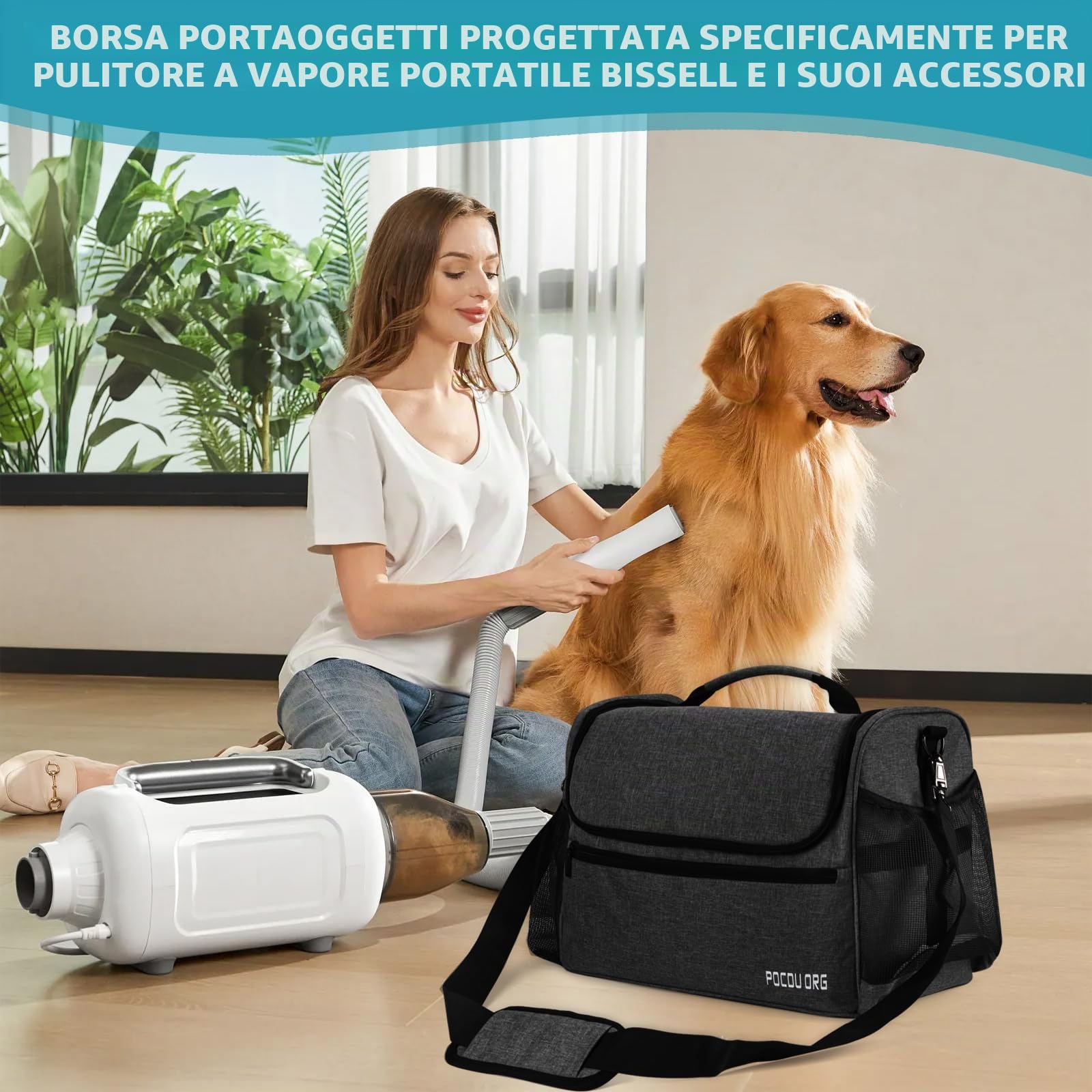 Borsa Organizzatore per Forniture da Viaggio/Toelettatura per Animali Domestici - Compatibile con Aspirapolvere per Toelettatura Cani Oneisall/Neabot, Grande Capacità - Solo Borsa (Nero)