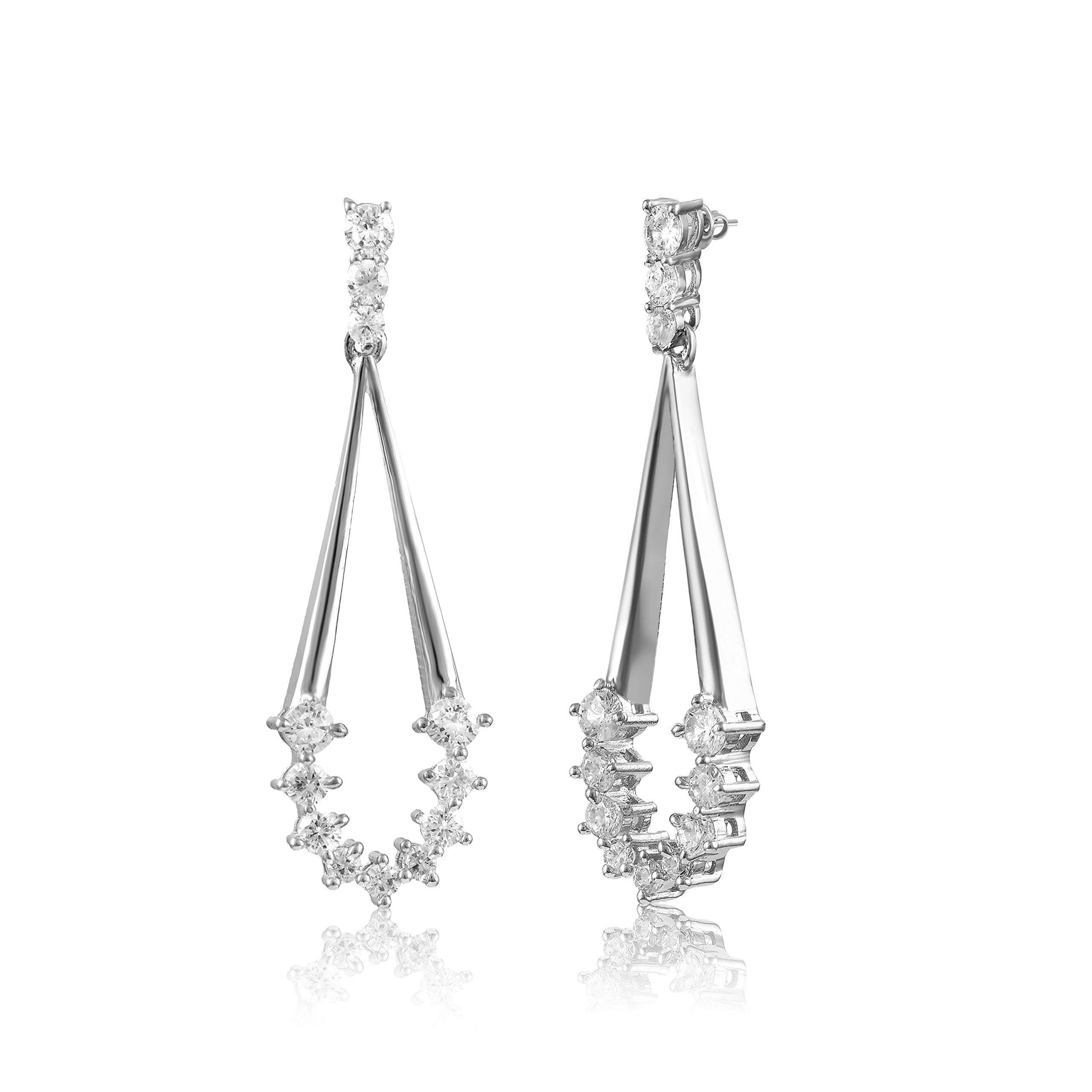 MINUTIAE Long Dangler Earring Crystal Silver Plated Earring With Swarovski Crystals For Women And Girl - Silver (B08KNNBFPF) Amazon Price History, Amazon Price Tracker