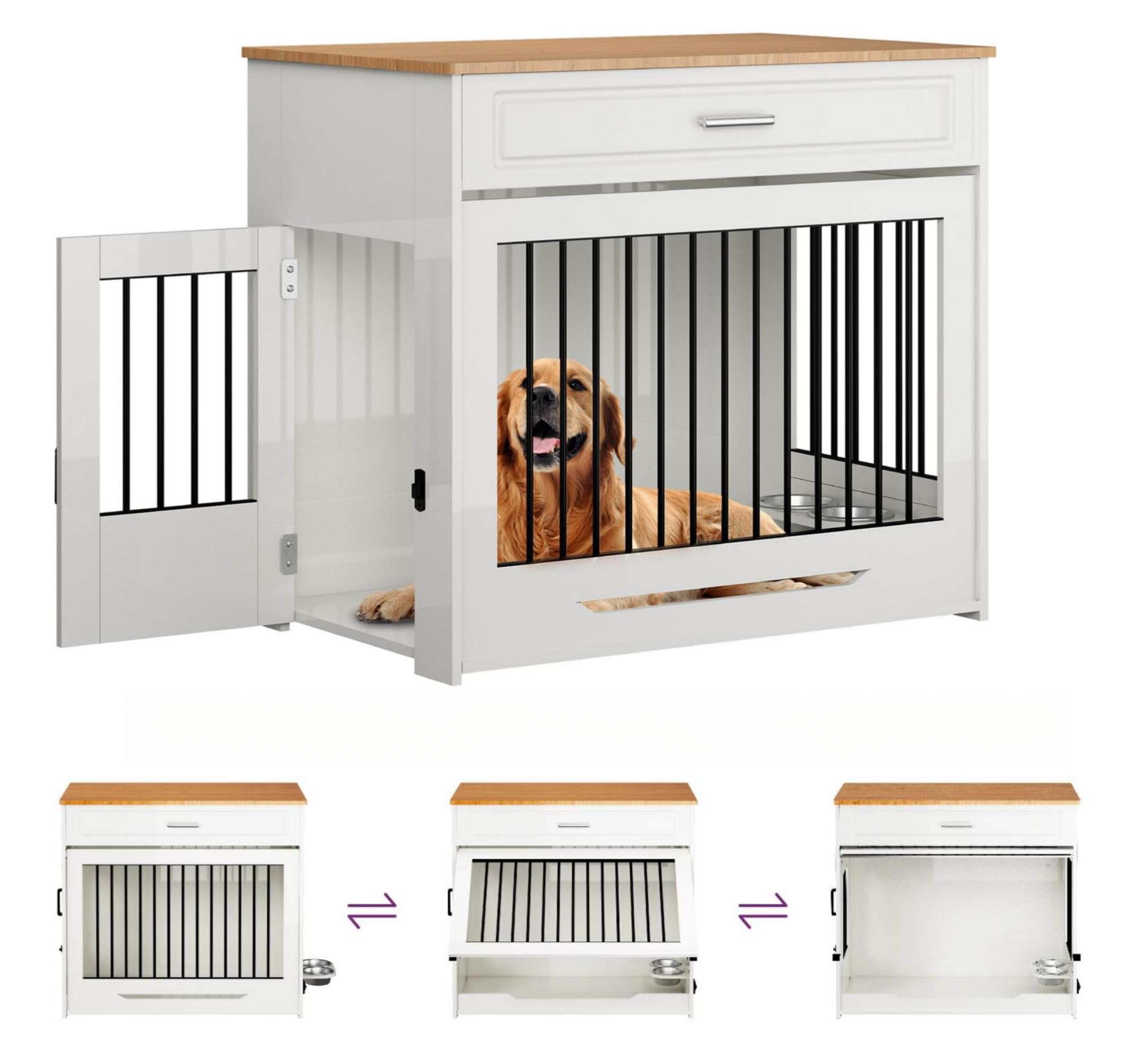 木製犬用ケージ ドア付き Amazon.co.jp: DAWNYIELD 犬用ペットケージ 上開きドア付き家具調