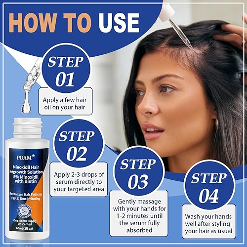 Miniatura 8 de Minoxidil para el crecimiento del cabello para hombres y mujeres, suero de crecimiento del cabello de minoxidil al 5% para que los hombres vuelvan a